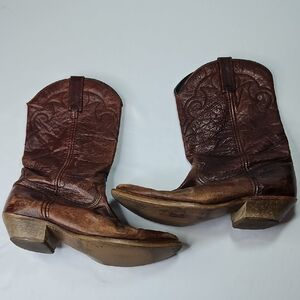 Dingo Rustic Brown Leather Western Boots Size 9.5D